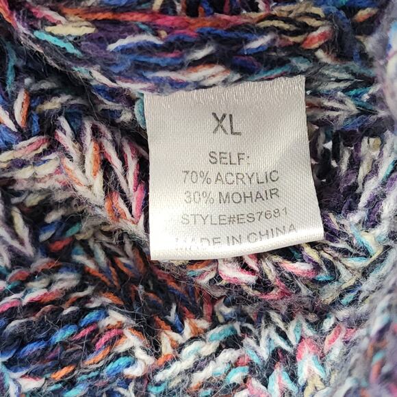 Nordstrom ELODIE Sweater Womens XL Multicolor Turtleneck Drop Shoulder Boxy - Picture 5 of 9